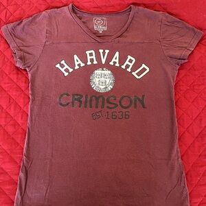 U-TRAU Women's Harvard Crimson V-Neck Tee - Crimson